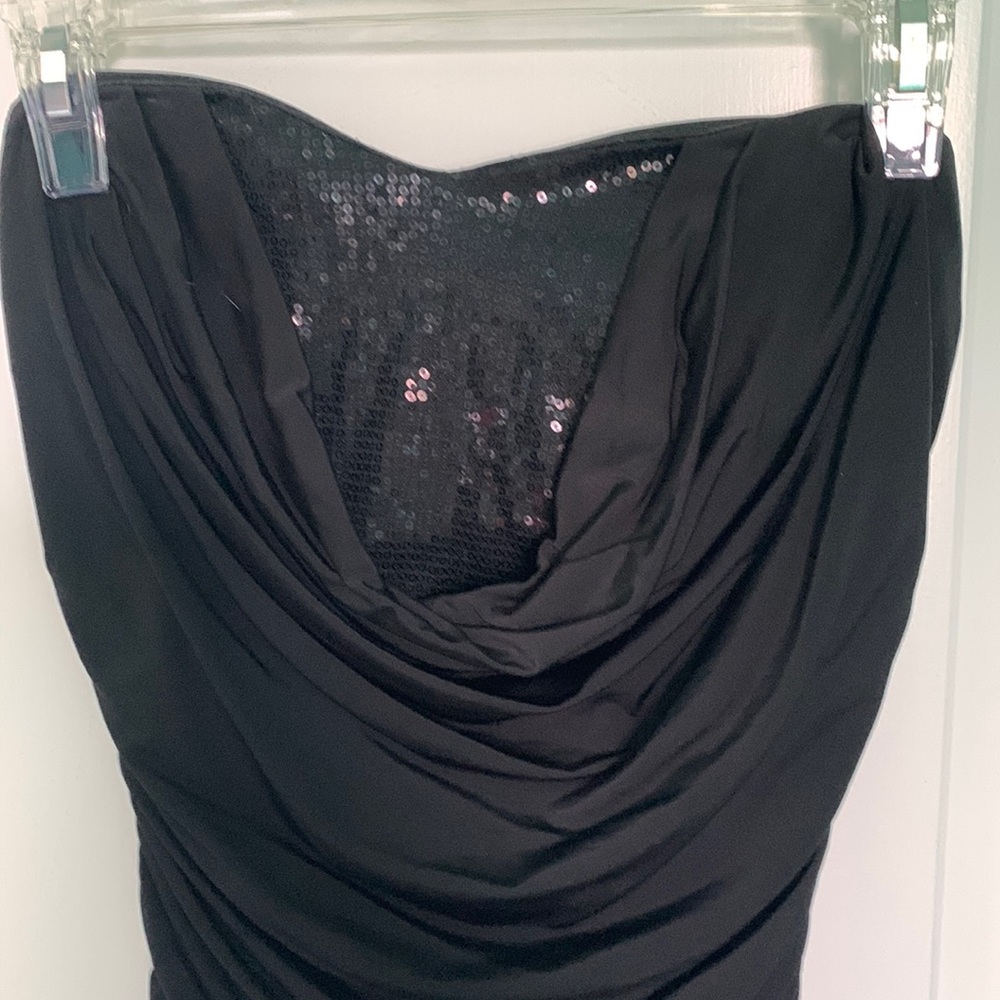 Black strapless cocktail dress